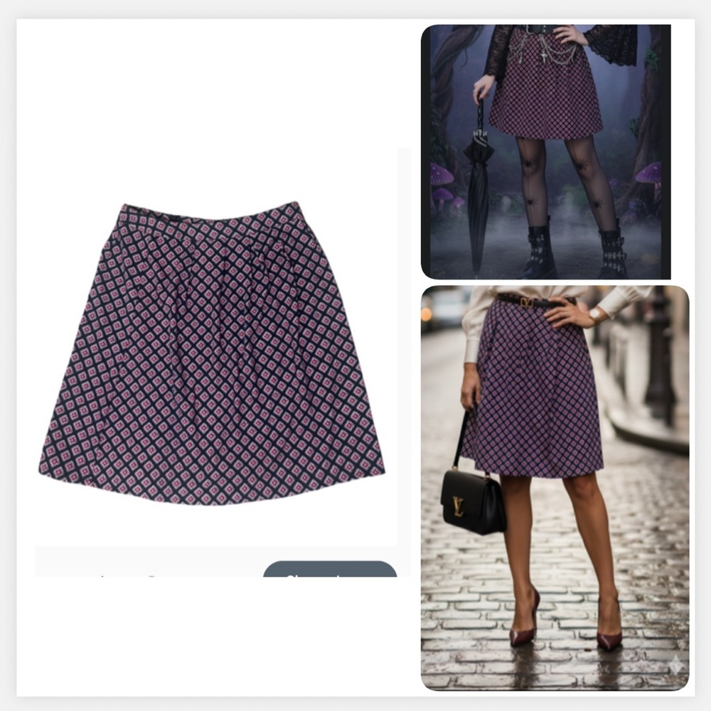 Studio Chic Whimsy Goth Purple and Black Geometric A-Line Skirt